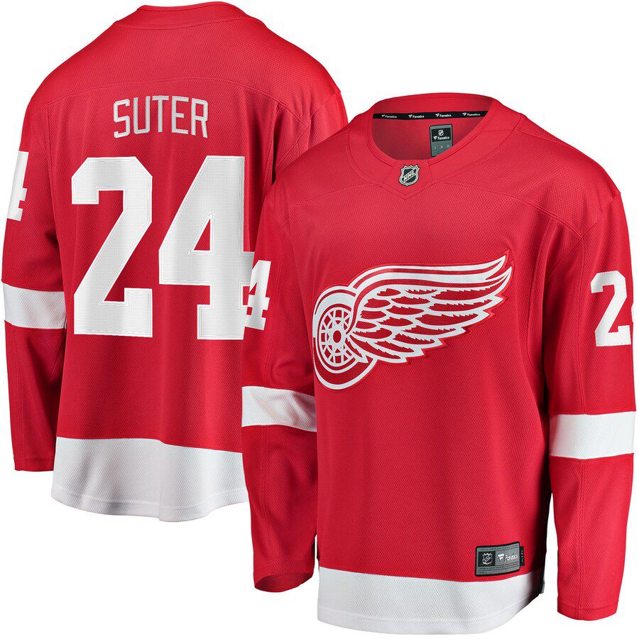 Men Detroit Red Wings #24 Pius Suter Fanatics Branded Red Home Breakaway Player NHL Jersey